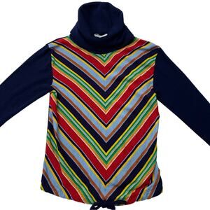 VTG Helen Sue Long Womens XS Sleeve Primary Rainbow V Turtleneck Psychedelic 70s